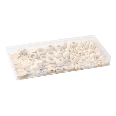 120Pcs 10 Styles Unfinished Wood Beads WOOD-FS0002-37-1