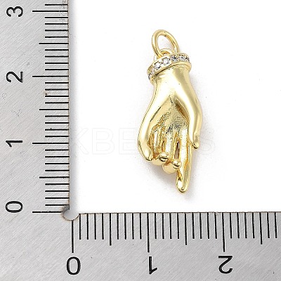 Rack Plating Palm Brass Micro Pave Cubic Zirconia Pendants KK-E102-18G-03-1