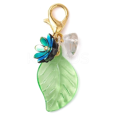 Leaf Acrylic & Flower Resin Pendant Decorations HJEW-JM02785-1