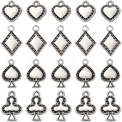 72Pcs 4 Styles Tibetan Style Alloy Pendants FIND-SC0019-40AS-1