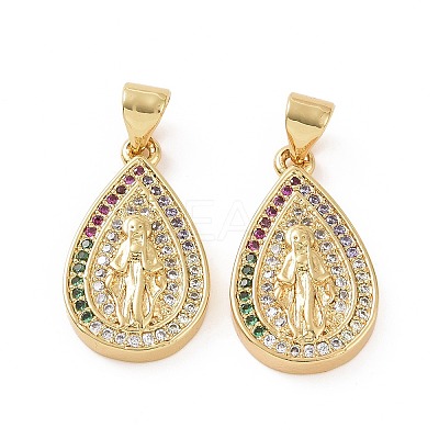 Brass Micro Pave Cubic Zirconia Pendants ZIRC-P106-34G-1