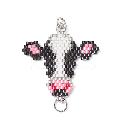 Glass Seed Beaded Links Connector Charms PALLOY-MZ01045-1