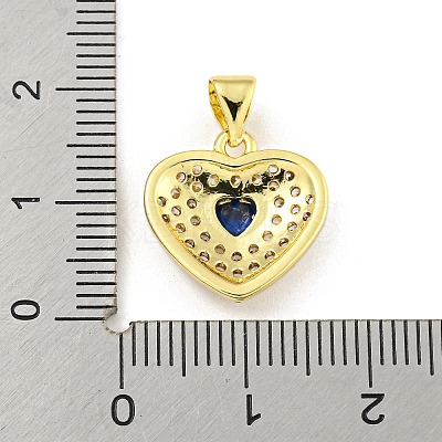 Heart Rack Plating Brass Micro Pave Cubic Zirconia Charms KK-Z053-17G-05-1