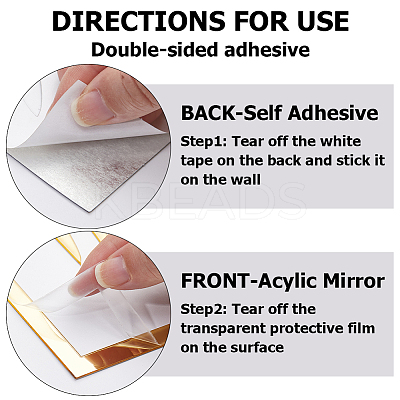 3Pcs Leaf Acrylic Mirror-Like Wall Stickers DIY-WH0304-722B-1