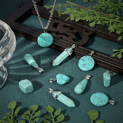 20Pcs 5 Style Dyed Synthetic Turquoise Pendants G-SC0001-76-1