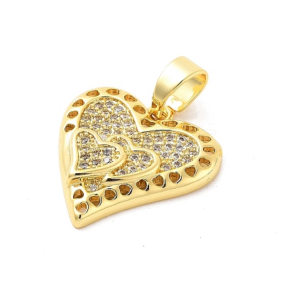 Rack Plating Brass Micro Pave Cubic Zirconia Pendants KK-M082-03G-1