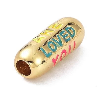 Eco-Friendly Brass Enamel Beads KK-C220-06G-01-1