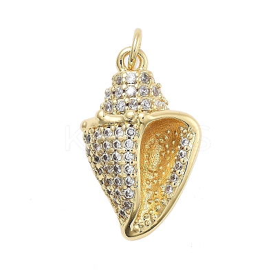 Brass With Cubic Zirconia Pendants KK-Q006-07G-1