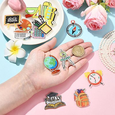 28Pcs 14 Styles Teachers' Day Double-sided Printed Acrylic Pendants OACR-CJ0002-13-1