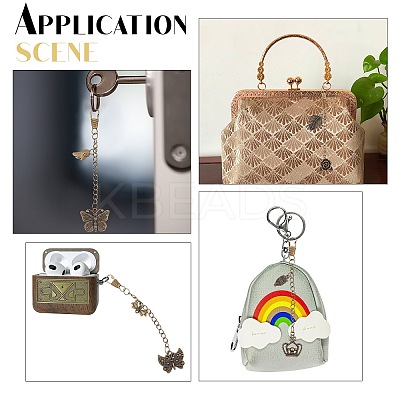6Pcs 6 Style Tibetan Style Alloy Keychains AJEW-WR0001-27-1