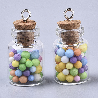 Glass Wishing Bottle Pendant Decorations X-GLAA-N037-01A-1