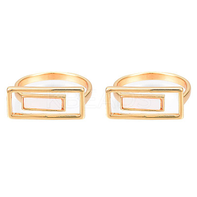 Natural Shell Rectangle Finger Ring RJEW-N039-01-1