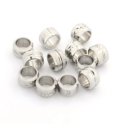 Tarnish Resistant 304 Stainless Steel Mixed Style Column Large Hole Beads STAS-J012-M-1