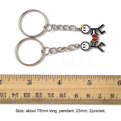 2Pcs 304 Stainless Steel Enamel Keychain KEYC-FS00034-02-1