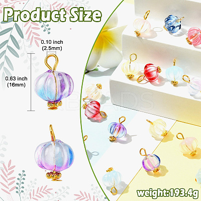 100Pcs 10 Colors Transparent Spray Paint Glass Pendants PALLOY-CJ00123-1