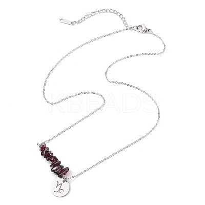 Natural Garnet Chip & Constellation Pendant Necklaces NJEW-JN05084-10-1