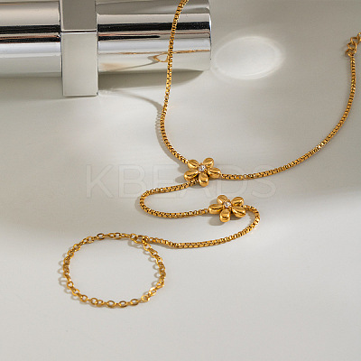 304 Stainless Steel Flower Hand Chain Ring Bracelets for Women NO1550-1