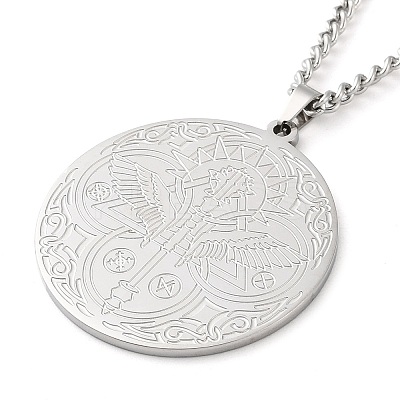 Non-Tarnish 304 Stainlessa Steel Curb Chain Pendant Necklaces LS-NJEW-H034-05P-1