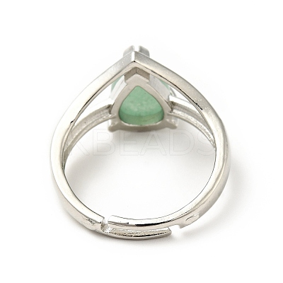 Gemstone Teardrop Adjustable Rings RJEW-G264-01P-1
