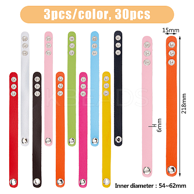 30Pcs 10 Colors Imitation Leather Simple Plain Cord Bracelets Set BJEW-DC0001-05-1