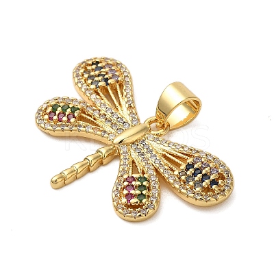 Rack Plating Brass Micro Pave Cubic Zirconia Pendants KK-P279-14G-1