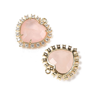 Natural Rose Quartz Faceted Heart Pendants G-I382-03G-02-1