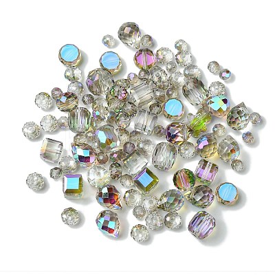 114Pcs Transparent Electroplate Glass Beads GLAA-K064-09C-1