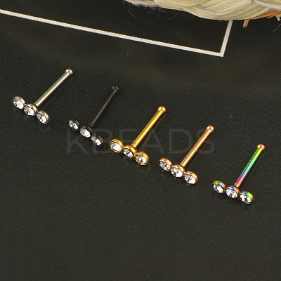 304 Stainless Steel Crystal Rhinestone 3 Flat Round Nose Bone Rings WGC36FF-04-1