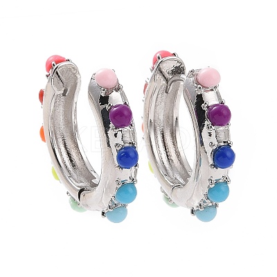 Colorful Resin Beaded Hoop Earrings LS-EJEW-I274-01P-1