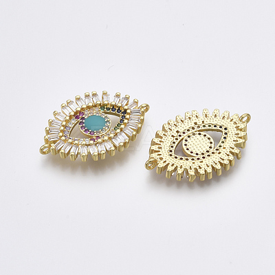 Brass Micro Pave Cubic Zirconia Links Connectors ZIRC-T005-029G-1