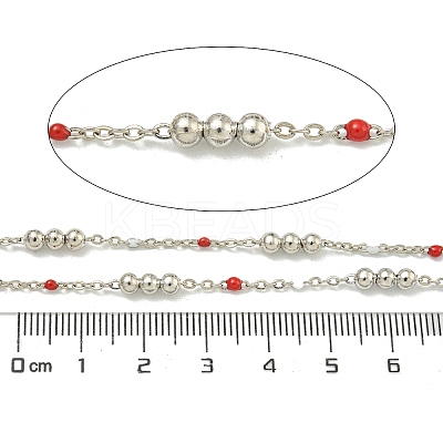 Brass Enamel Round Beaded Link Chain CHC-G022-07P-14-1