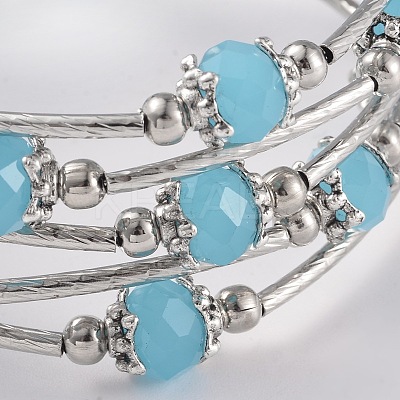 Five Loops Imitation Jade Glass Beaded Wrap Bracelets BJEW-JB02125-1