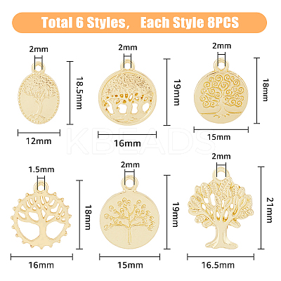 48Pcs 6 Style Alloy Pendants FIND-HY0002-82-1