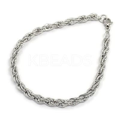 Tarnish Resistant Fashionable 304 Stainless Steel Rope Chain Bracelet Making X-STAS-A028-B054P-1