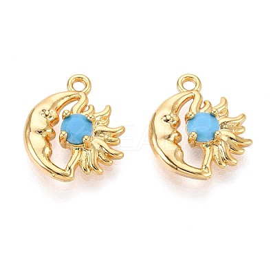 Brass Micro Pave Cubic Zirconia Charms KK-N263-94B-G-1
