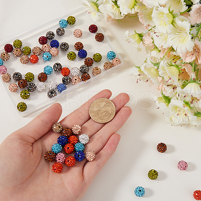 120Pcs 12 Colors Pave Disco Ball Beads RB-SC0004-85-1