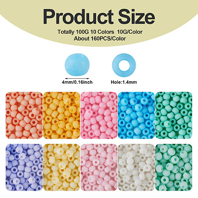 100g 10 Colors 6/0 Opaque Glass Seed Beads SEED-TA0001-05C-1