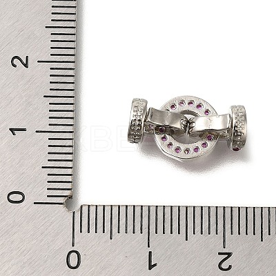 Rack Plating Ring Brass Micro Pave Cubic Zirconia Fold Over Clasps KK-F883-19P-02-1