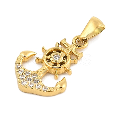 Ion Plating(IP) 304 Stainless Steel Micro Pave Cubic Zirconia Pendants STAS-D112-03G-06-1