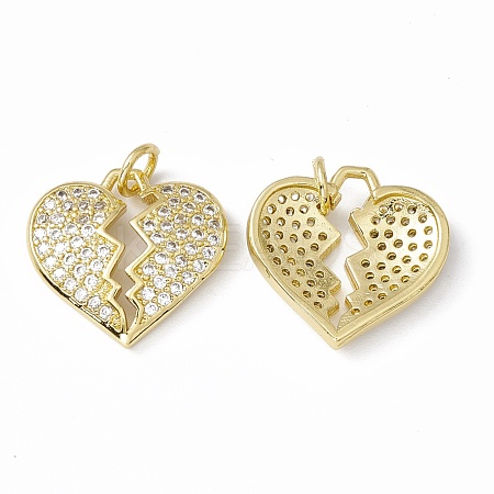 Rack Plating Brass Micro Pave Clear Cubic Zirconia Pendants ZIRC-C041-07G-1