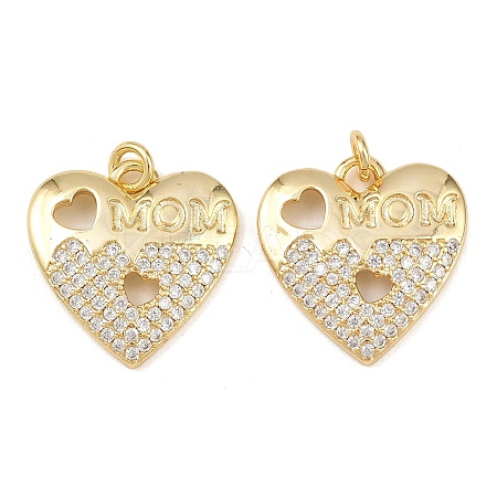 Mother's Day Brass Micro Pave Cubic Zirconia Pendants KK-L251-06G-04-1