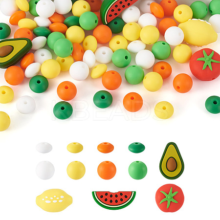 88Pcs 12 Styles Food Grade Eco-Friendly Silicone Beads SIL-TA0001-31-1