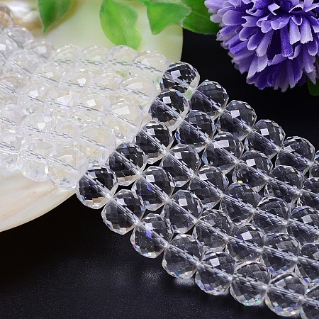 Faceted Flat Round Imitation Austrian Crystal Bead Strands G-M186-8x6mm-02A-1