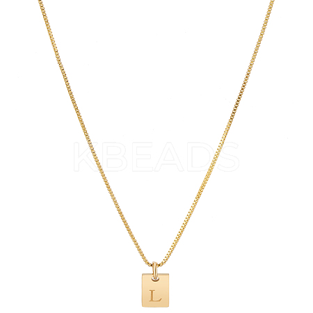 1Pc Stainless Steel Letter Rectangle Pendant Necklaces NJEW-LP0001-34L-G-1