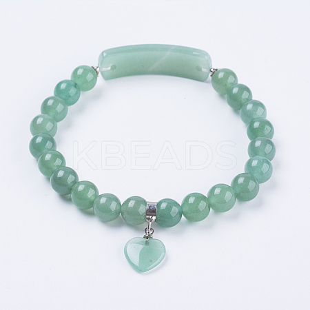 Natural Green Aventurine Stretch Bracelets BJEW-F308-34A-1