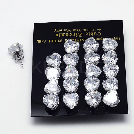Cubic Zirconia Stud Earrings EJEW-E098-G-01-1