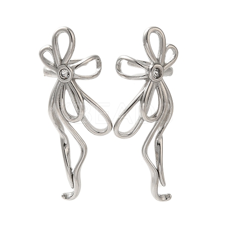 304 Stainless Steel Bowknot Cuff Earrings EJEW-C113-02P-1