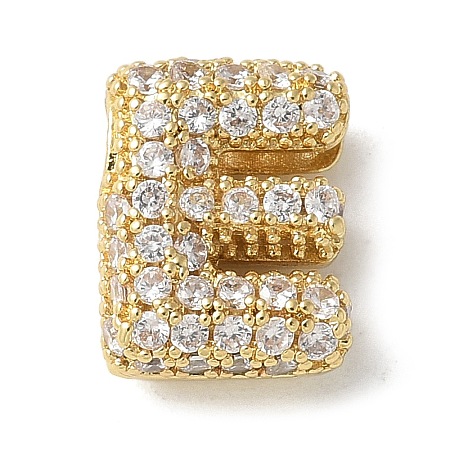 Brass Micro Pave Cubic Zirconia Beads KK-P290-61G-E-1