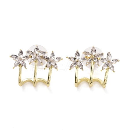 Crystal Rhinestone Triple Trees Stud Earrings EJEW-C006-05-1