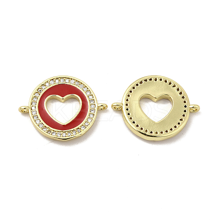 Brass Micro Pave Clear Cubic Zirconia Connector Charms KK-E068-VB053-2-1
